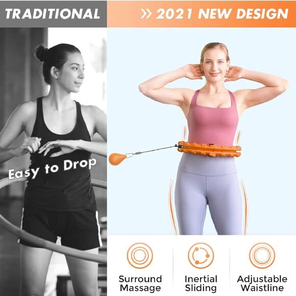 YOMISOY Weighted Exercise Hoop Plus Size for Adults, Smart 32 Knots Fitness Hoop - Picture 3 of 6